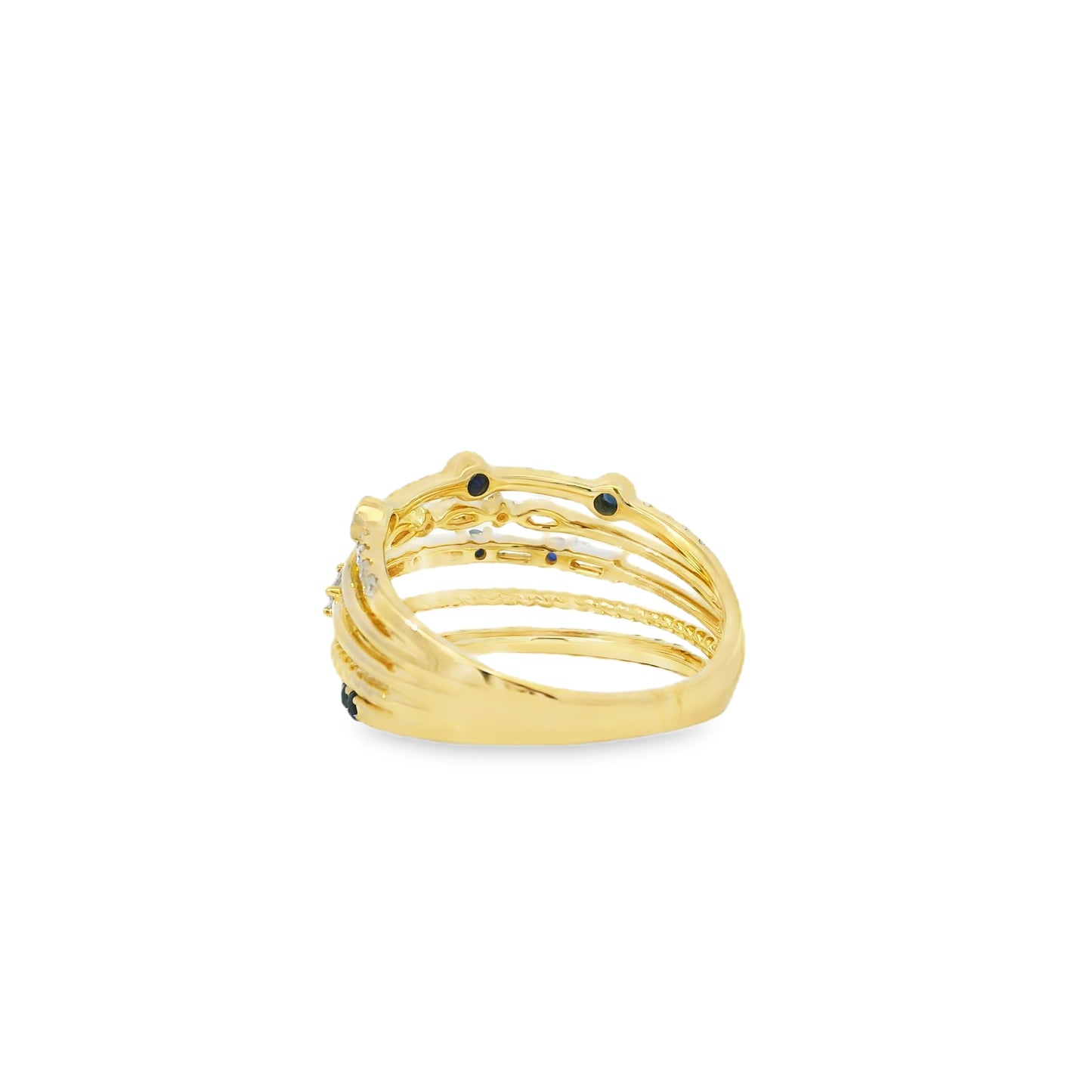18k Yellow Gold 0.91ctw Sapphire and Diamond Layered Ring