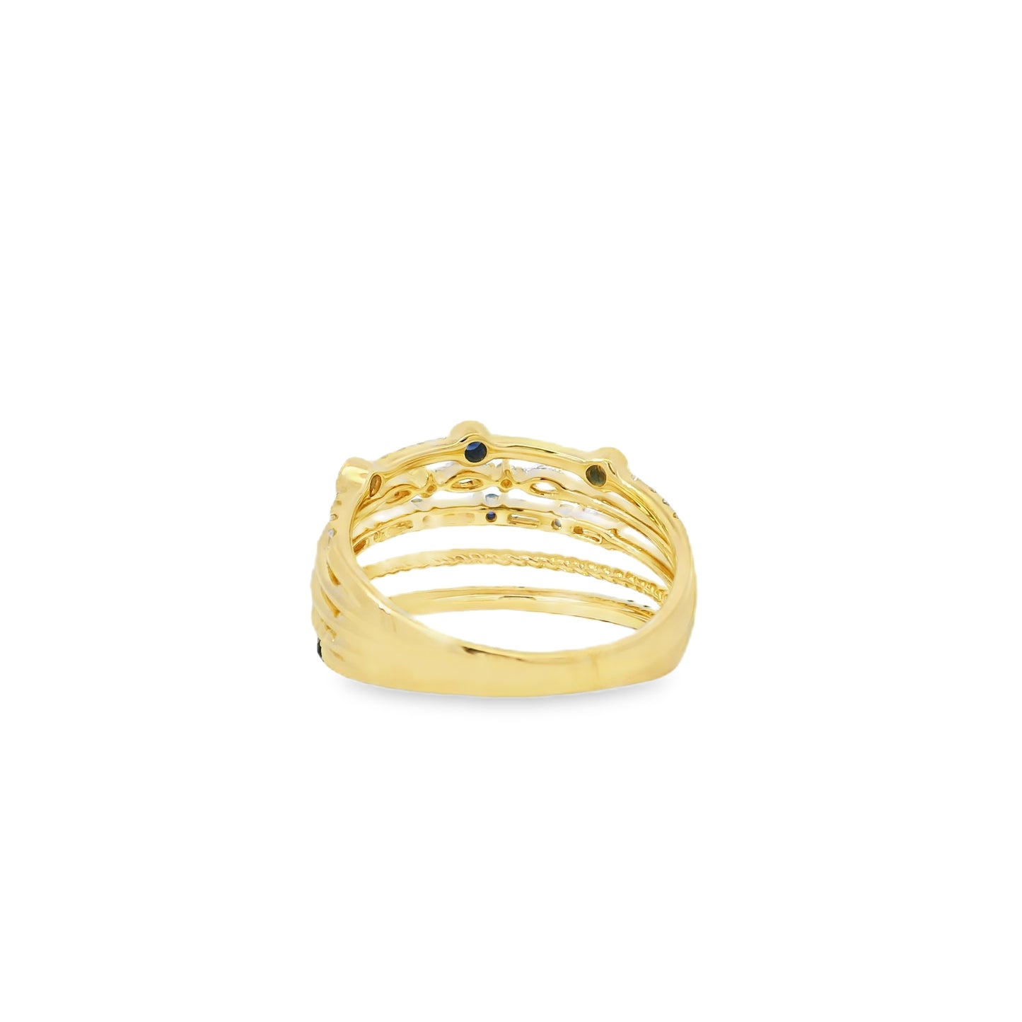 18k Yellow Gold 0.91ctw Sapphire and Diamond Layered Ring