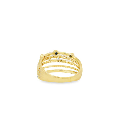 18k Yellow Gold 0.91ctw Sapphire and Diamond Layered Ring