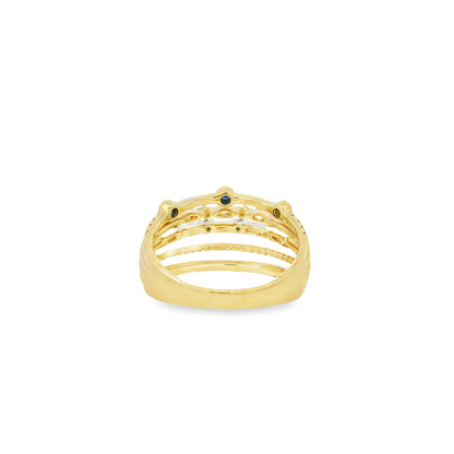 18k Yellow Gold 0.91ctw Sapphire and Diamond Layered Ring