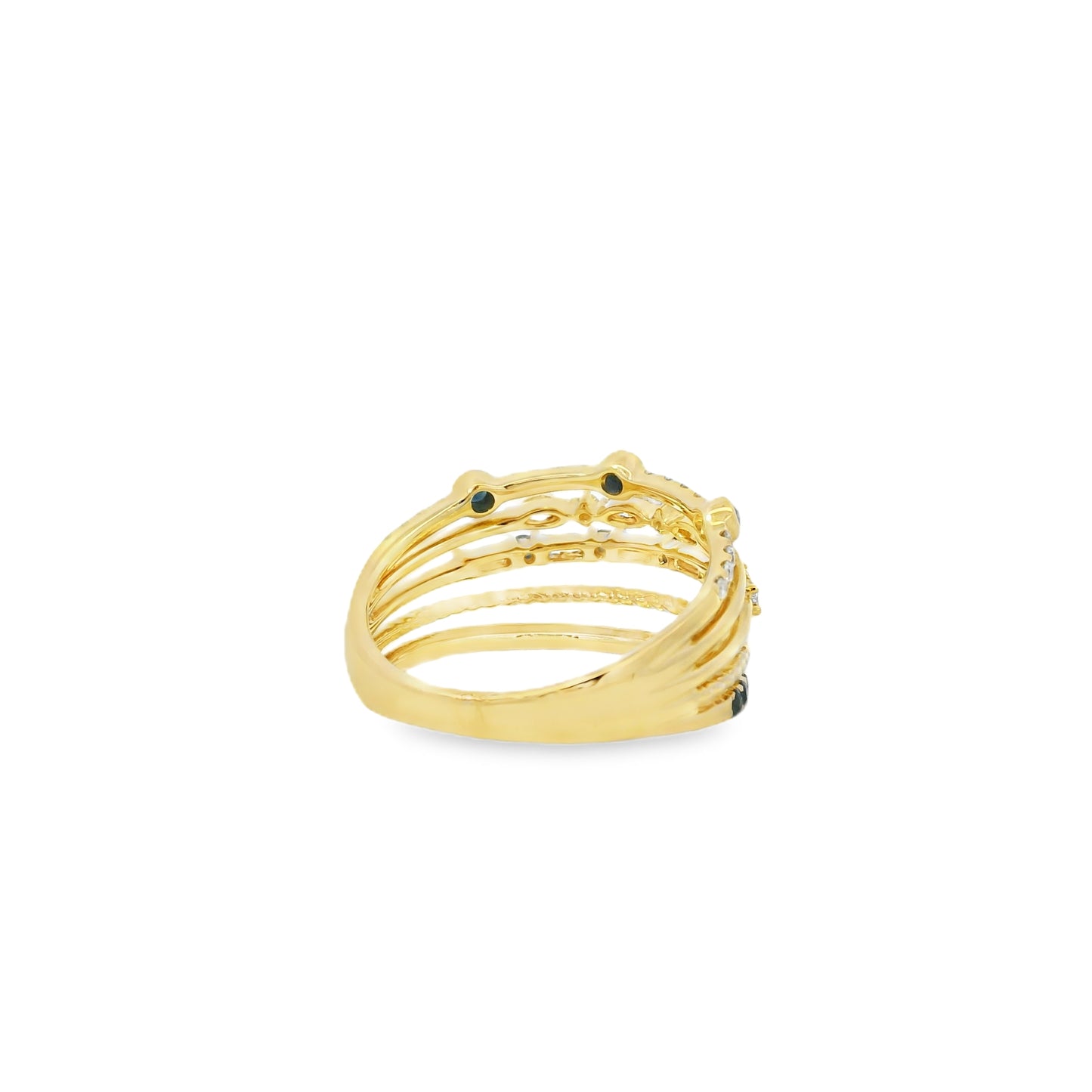 18k Yellow Gold 0.91ctw Sapphire and Diamond Layered Ring