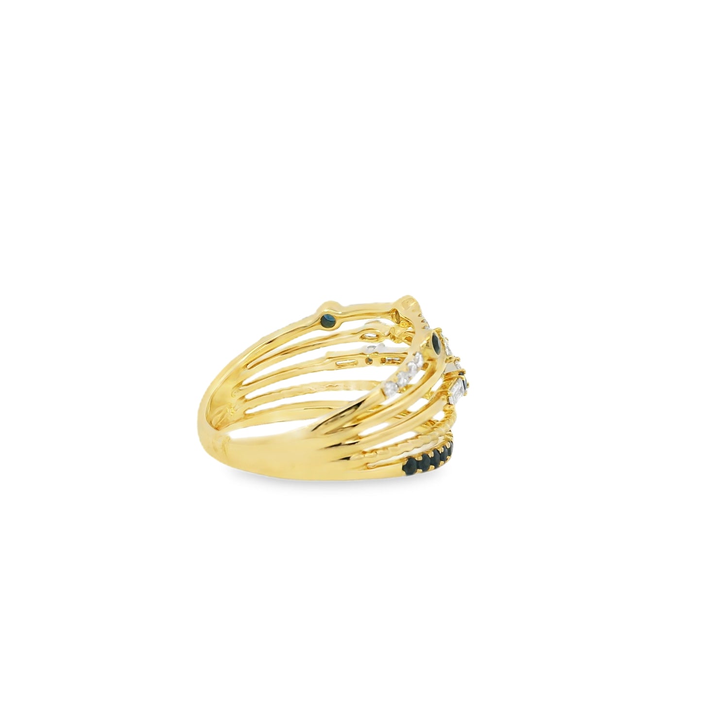18k Yellow Gold 0.91ctw Sapphire and Diamond Layered Ring