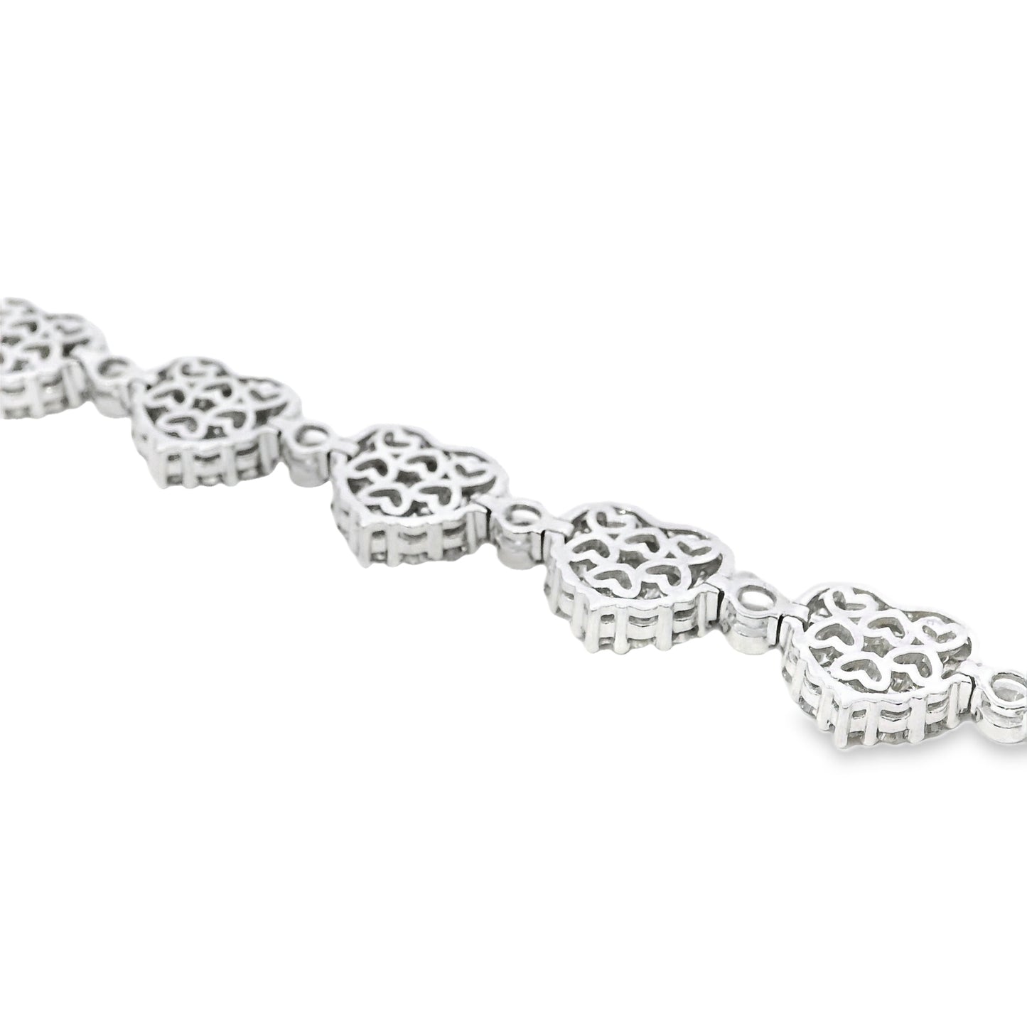 18k White Gold 25.47ctw Mixed Cut Diamond Heart-Shaped Tennis Bracelet