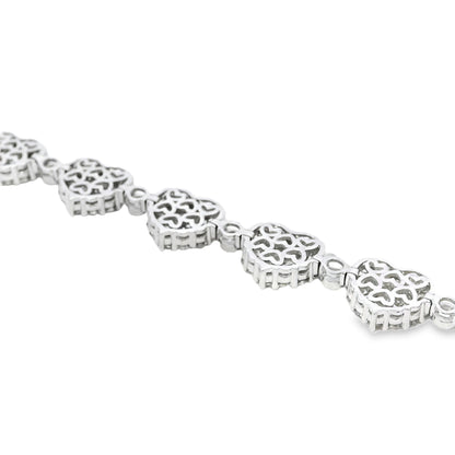 18k White Gold 25.47ctw Mixed Cut Diamond Heart-Shaped Tennis Bracelet