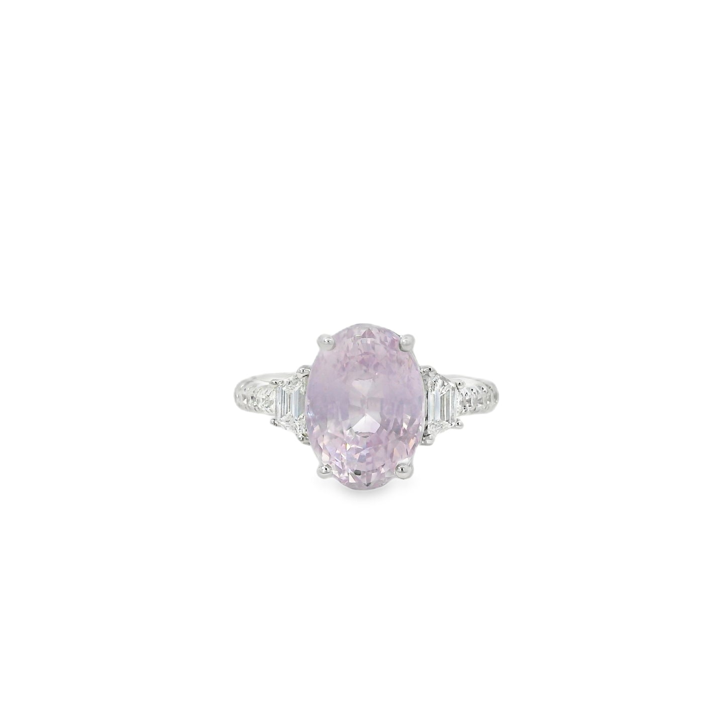18k White Gold 5.50ct Natural Pink Sapphire Cadillac Ring