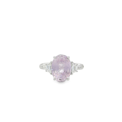 18k White Gold 5.50ct Natural Pink Sapphire Cadillac Ring
