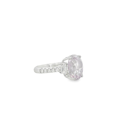 18k White Gold 5.50ct Natural Pink Sapphire Cadillac Ring