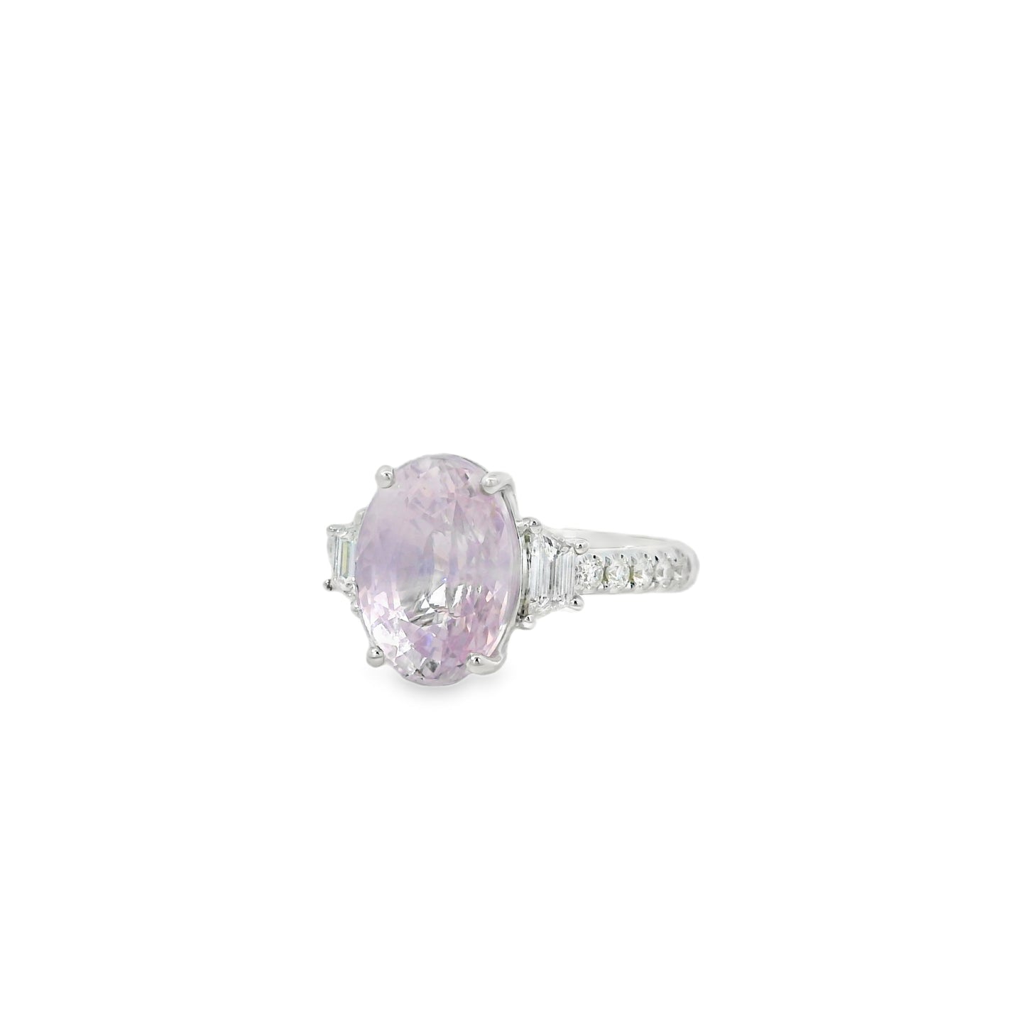 18k White Gold 5.50ct Natural Pink Sapphire Cadillac Ring
