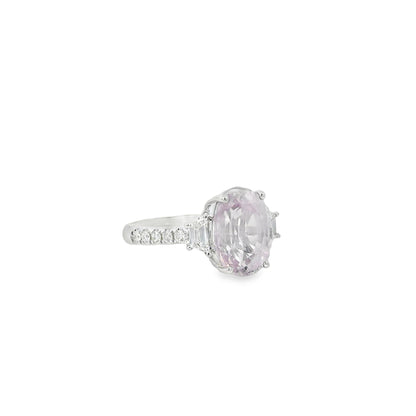 18k White Gold 5.50ct Natural Pink Sapphire Cadillac Ring
