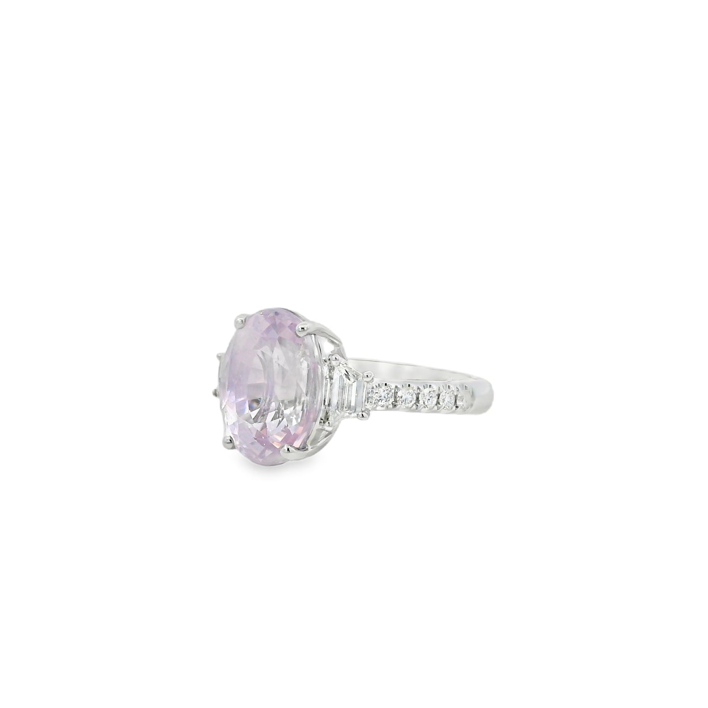 18k White Gold 5.50ct Natural Pink Sapphire Cadillac Ring