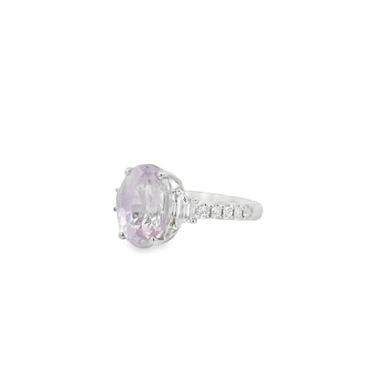 18k White Gold 5.50ct Natural Pink Sapphire Cadillac Ring