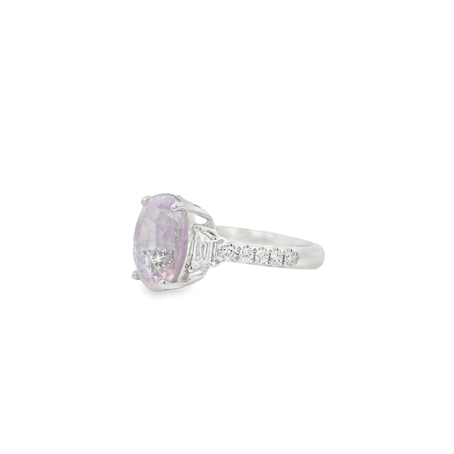 18k White Gold 5.50ct Natural Pink Sapphire Cadillac Ring