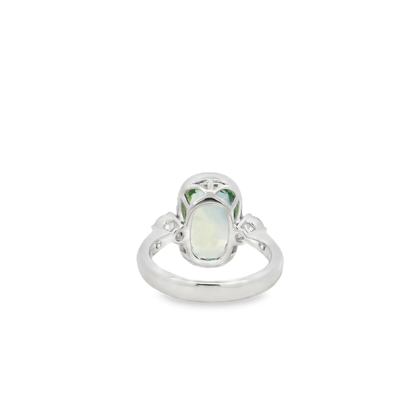 18k White Gold 6.10ct Natural GIA Certified Green Sapphire Ring