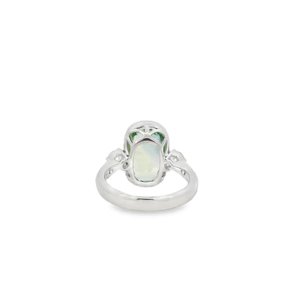 18k White Gold 6.10ct Natural GIA Certified Green Sapphire Ring