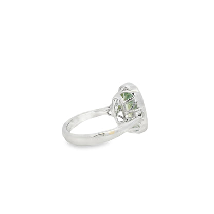 18k White Gold 6.10ct Natural GIA Certified Green Sapphire Ring