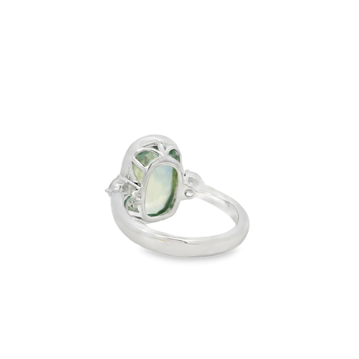 18k White Gold 6.10ct Natural GIA Certified Green Sapphire Ring