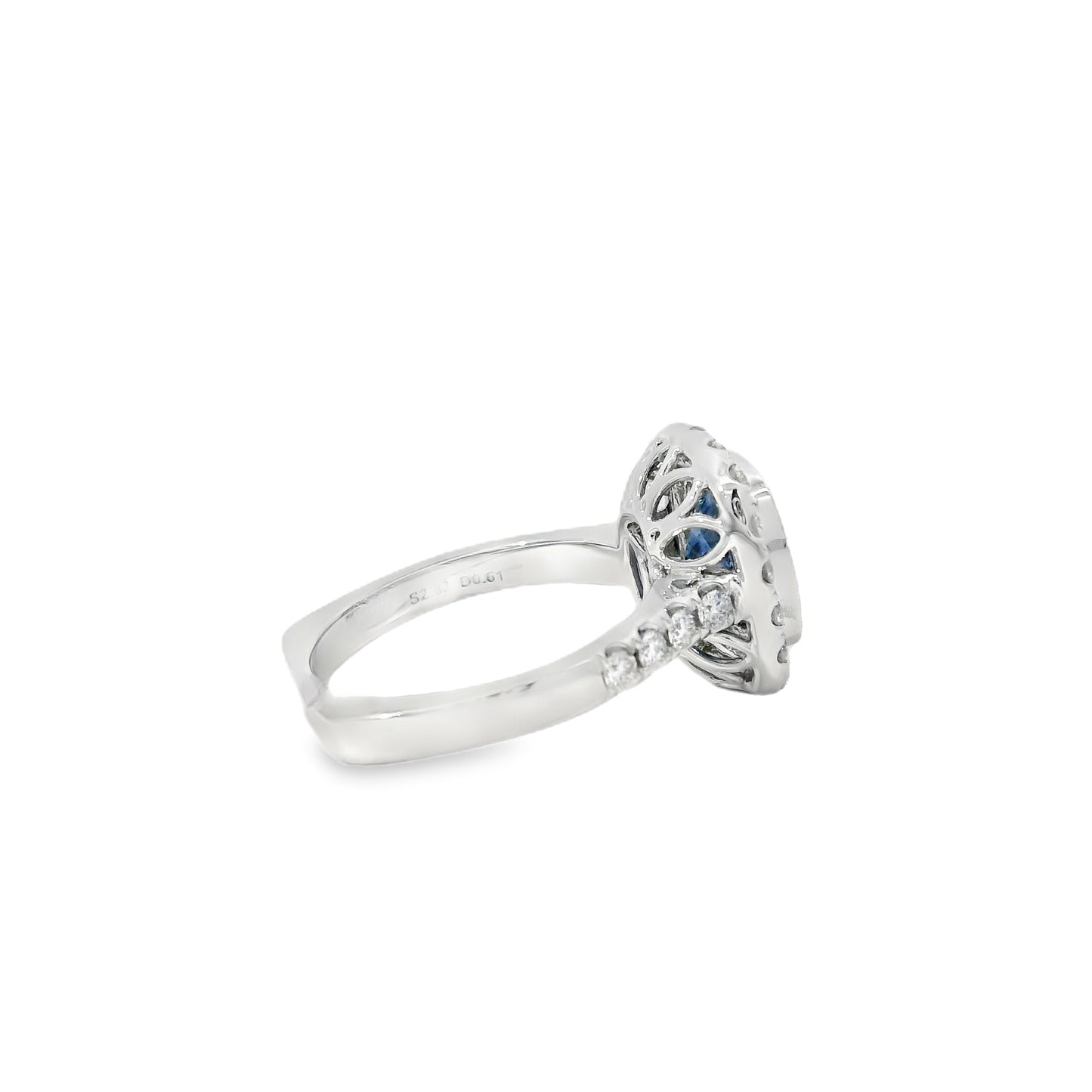18k White Gold 6.70ct Natural GIA Certified Blue Sapphire Ring
