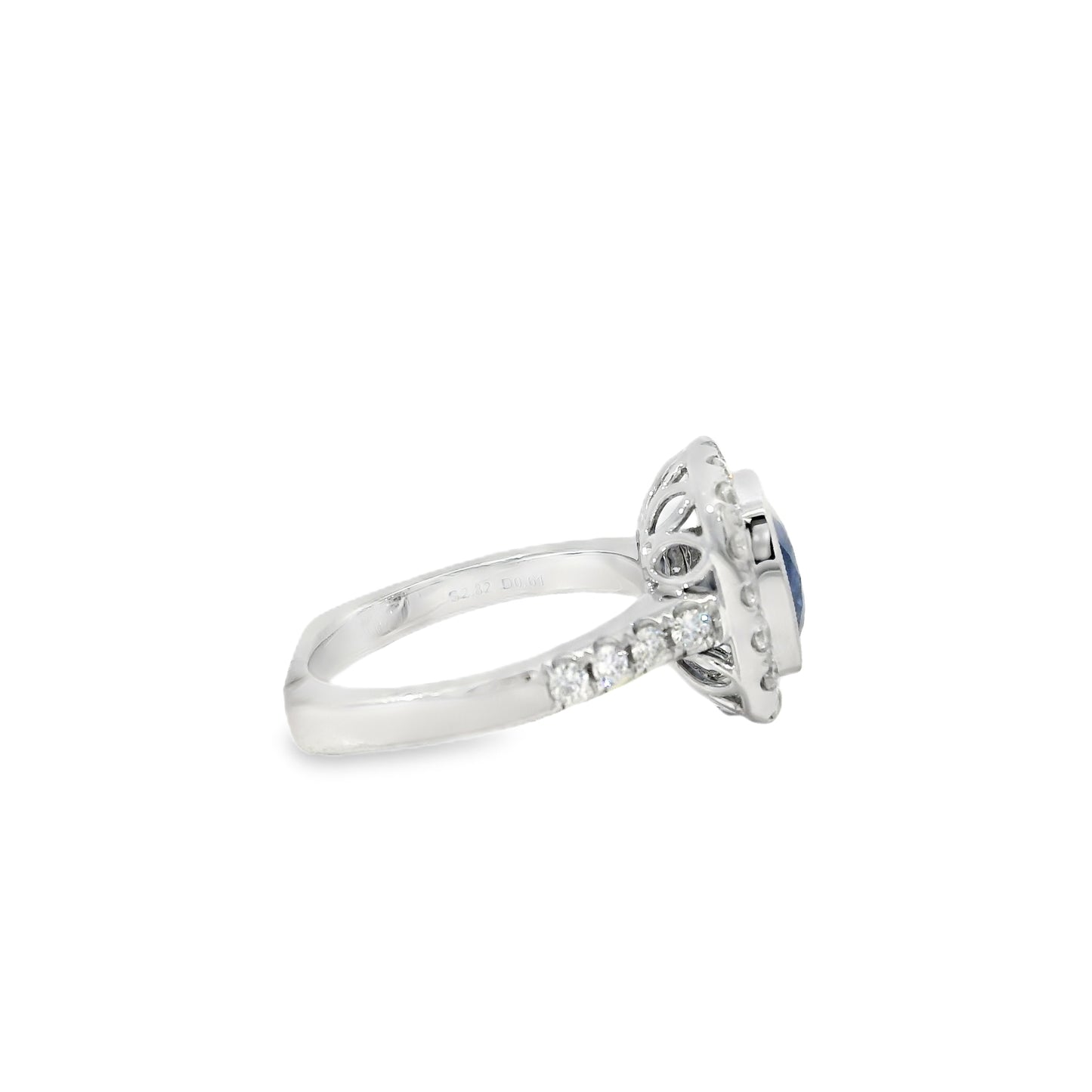 18k White Gold 6.70ct Natural GIA Certified Blue Sapphire Ring