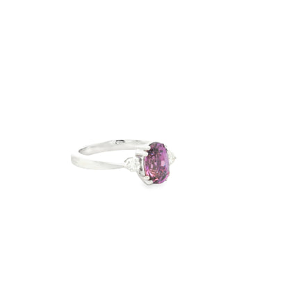 18k White Gold 4.30ct Natural GIA Certified Pink Sapphire Ring