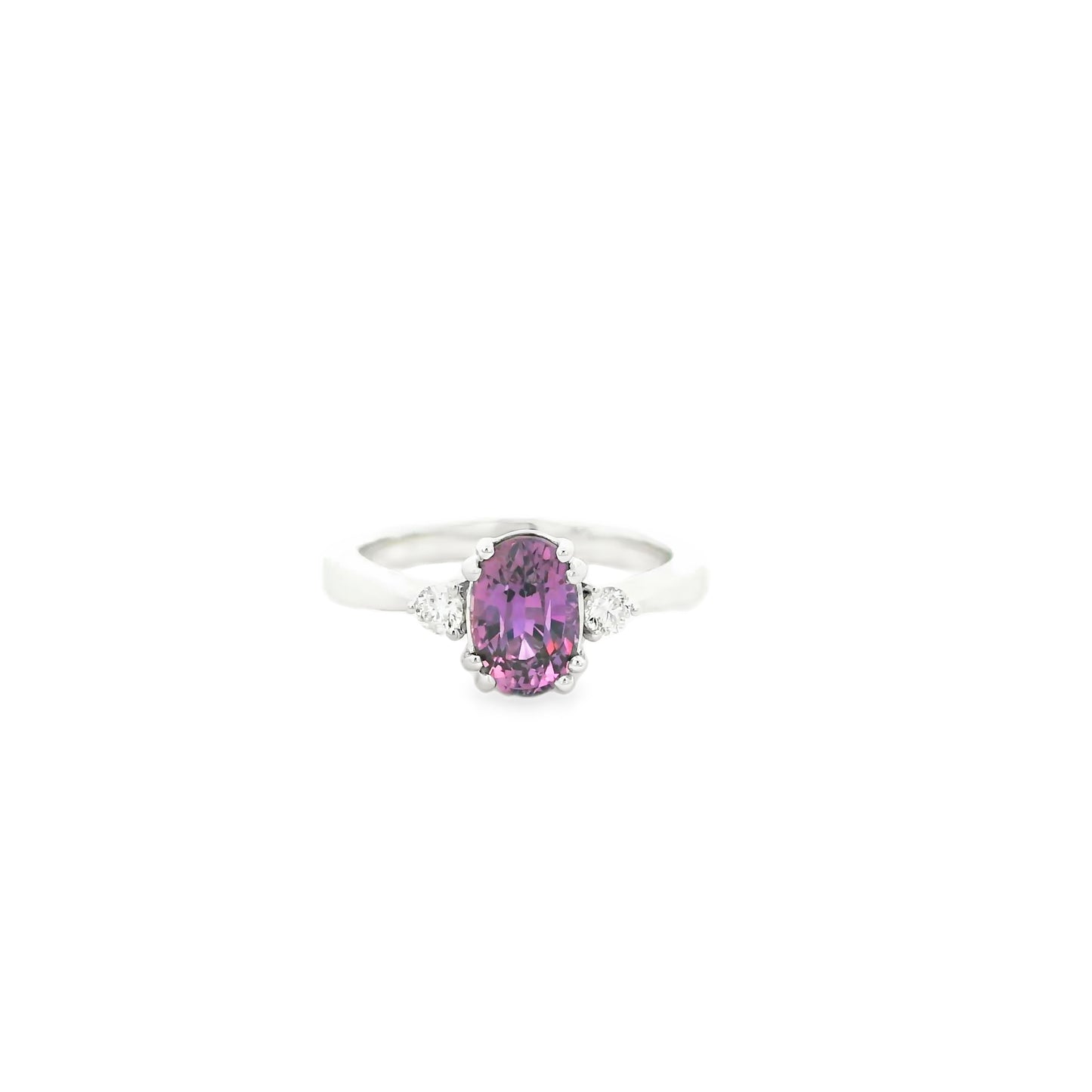 18k White Gold 4.30ct Natural GIA Certified Pink Sapphire Ring