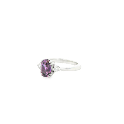 18k White Gold 4.30ct Natural GIA Certified Pink Sapphire Ring