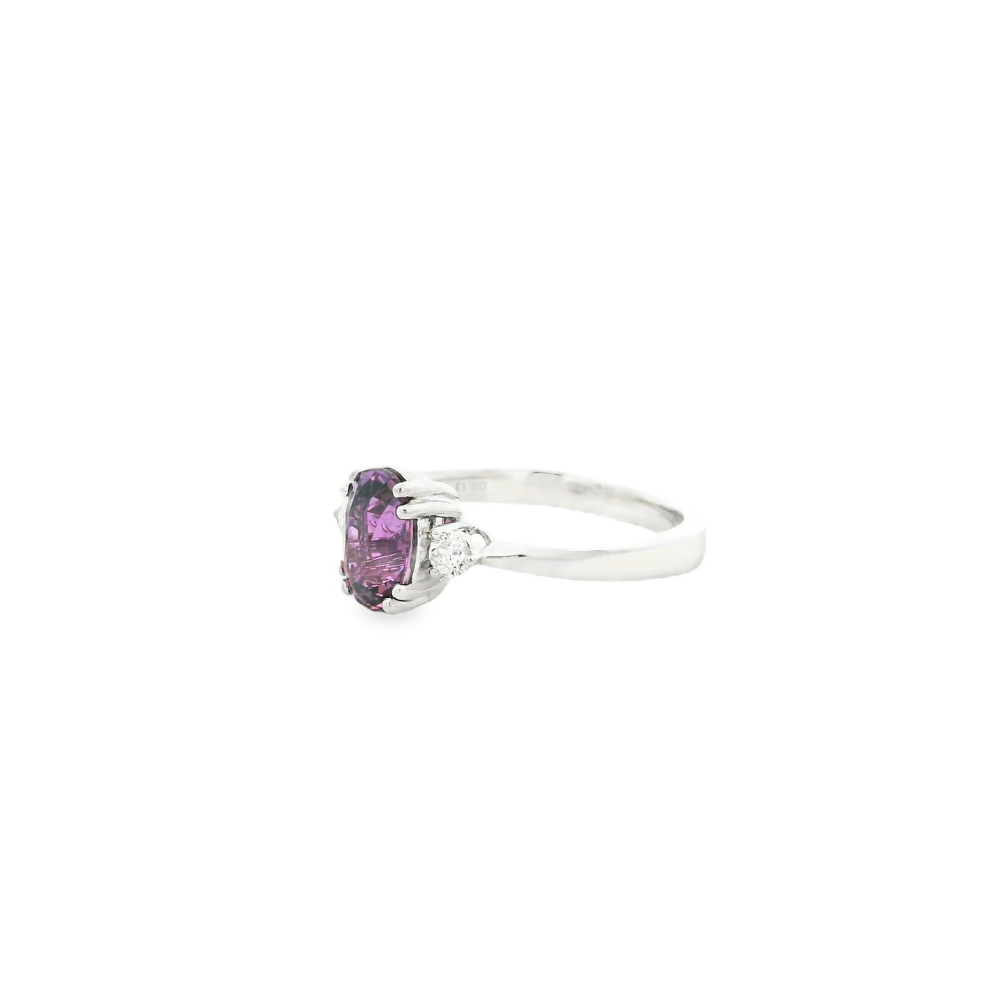18k White Gold 4.30ct Natural GIA Certified Pink Sapphire Ring