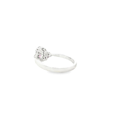 18k White Gold 4.30ct Natural GIA Certified Pink Sapphire Ring