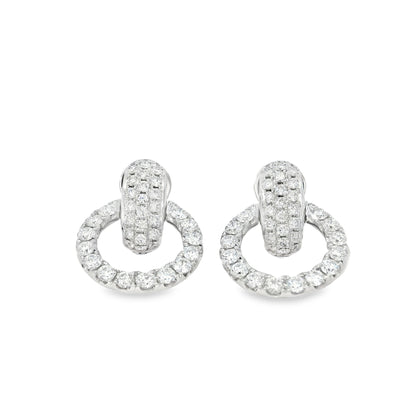 18k White Gold 6.10ct Round Diamond Interlocking Circle Dangle Earrings