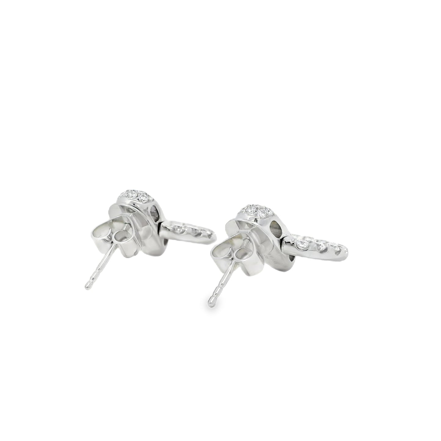 18k White Gold 6.10ct Round Diamond Interlocking Circle Dangle Earrings