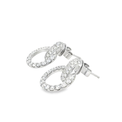 18k White Gold 6.10ct Round Diamond Interlocking Circle Dangle Earrings