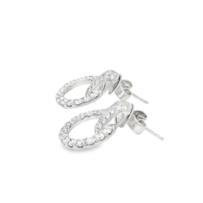 18k White Gold 6.10ct Round Diamond Interlocking Circle Dangle Earrings
