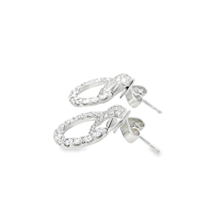 18k White Gold 6.10ct Round Diamond Interlocking Circle Dangle Earrings