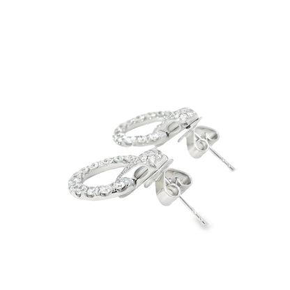 18k White Gold 6.10ct Round Diamond Interlocking Circle Dangle Earrings