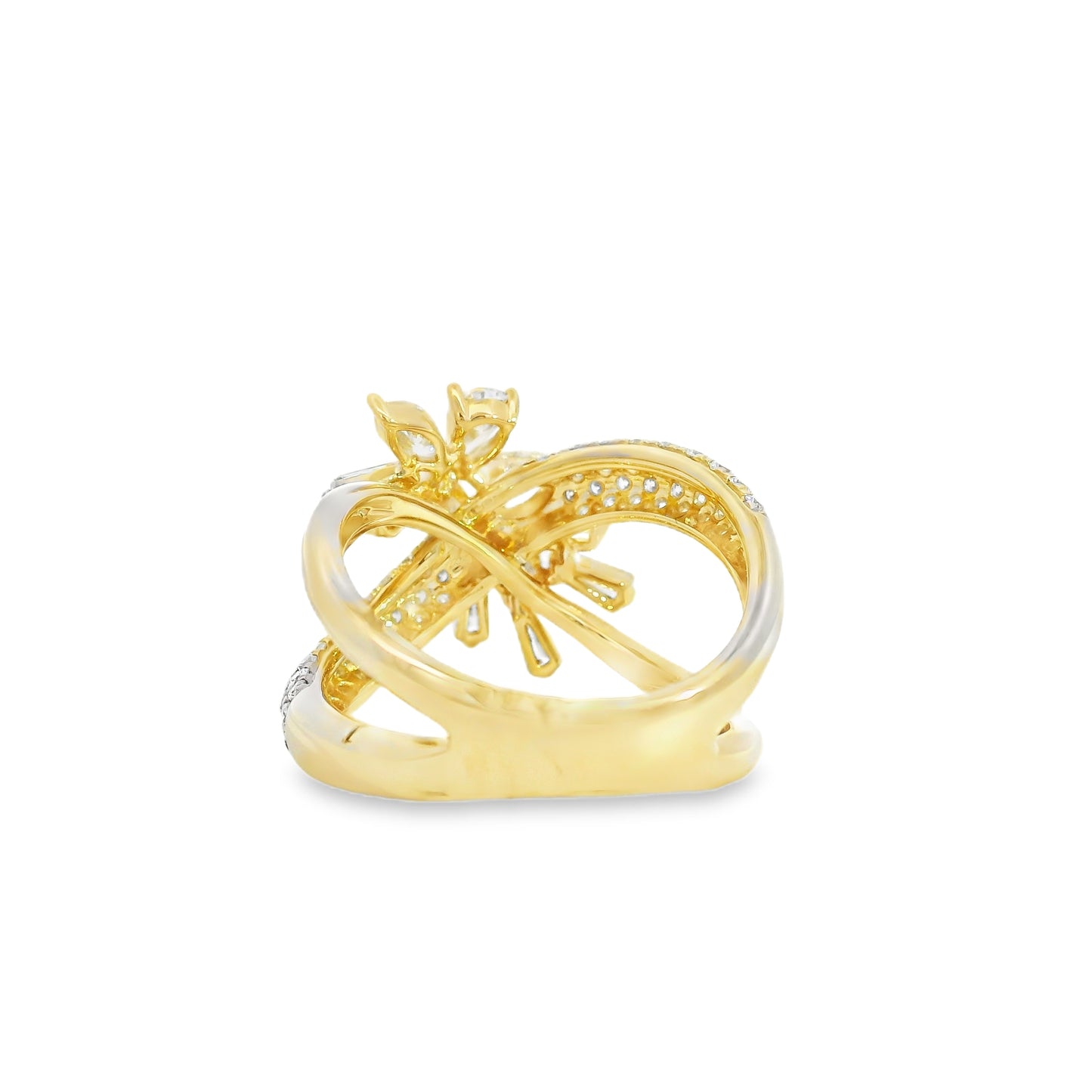 14k Yellow Gold 1.85ctw Natural Mixed Cut Diamond Trapezoid Ring