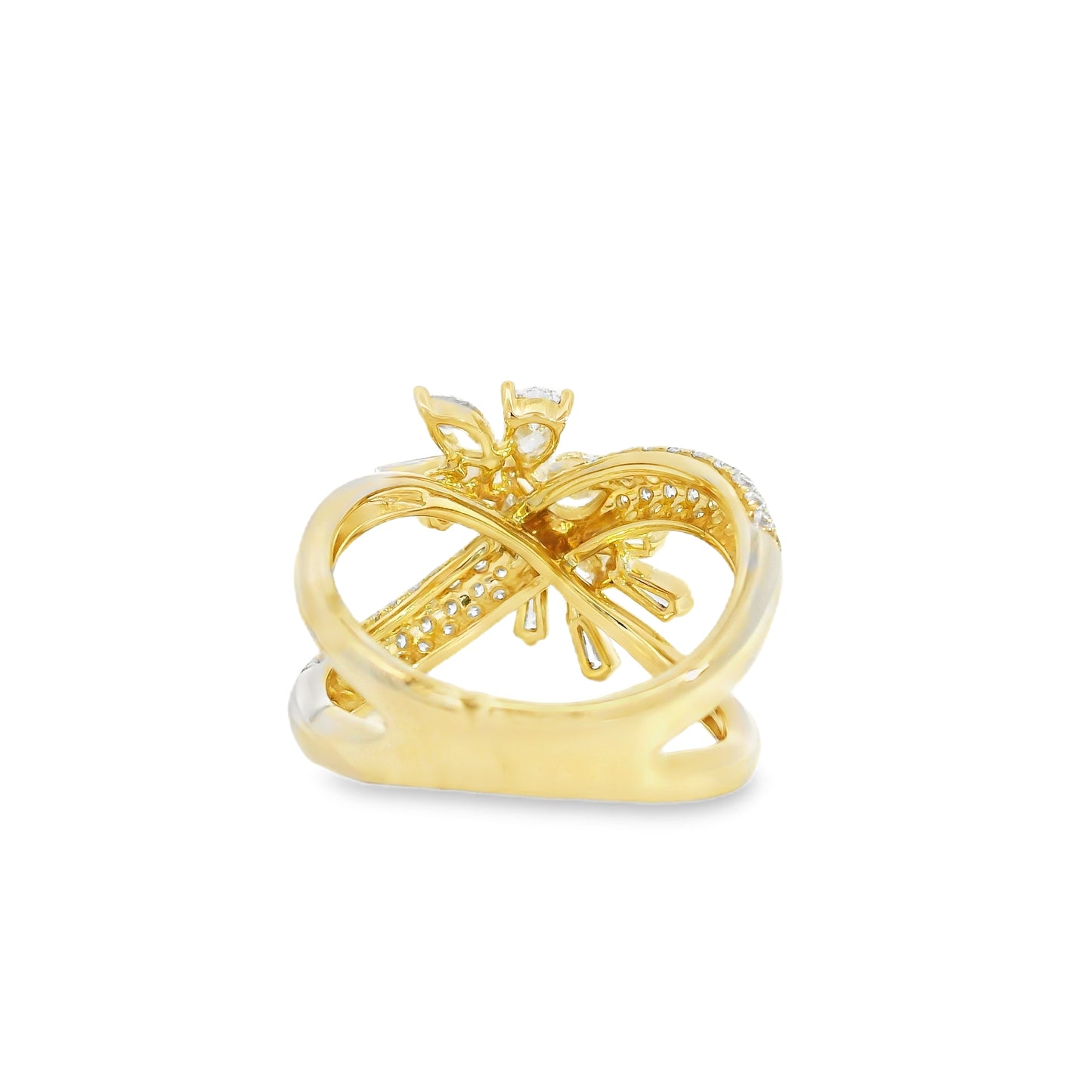 14k Yellow Gold 1.85ctw Natural Mixed Cut Diamond Trapezoid Ring