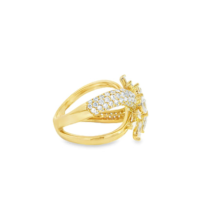 14k Yellow Gold 1.85ctw Natural Mixed Cut Diamond Trapezoid Ring