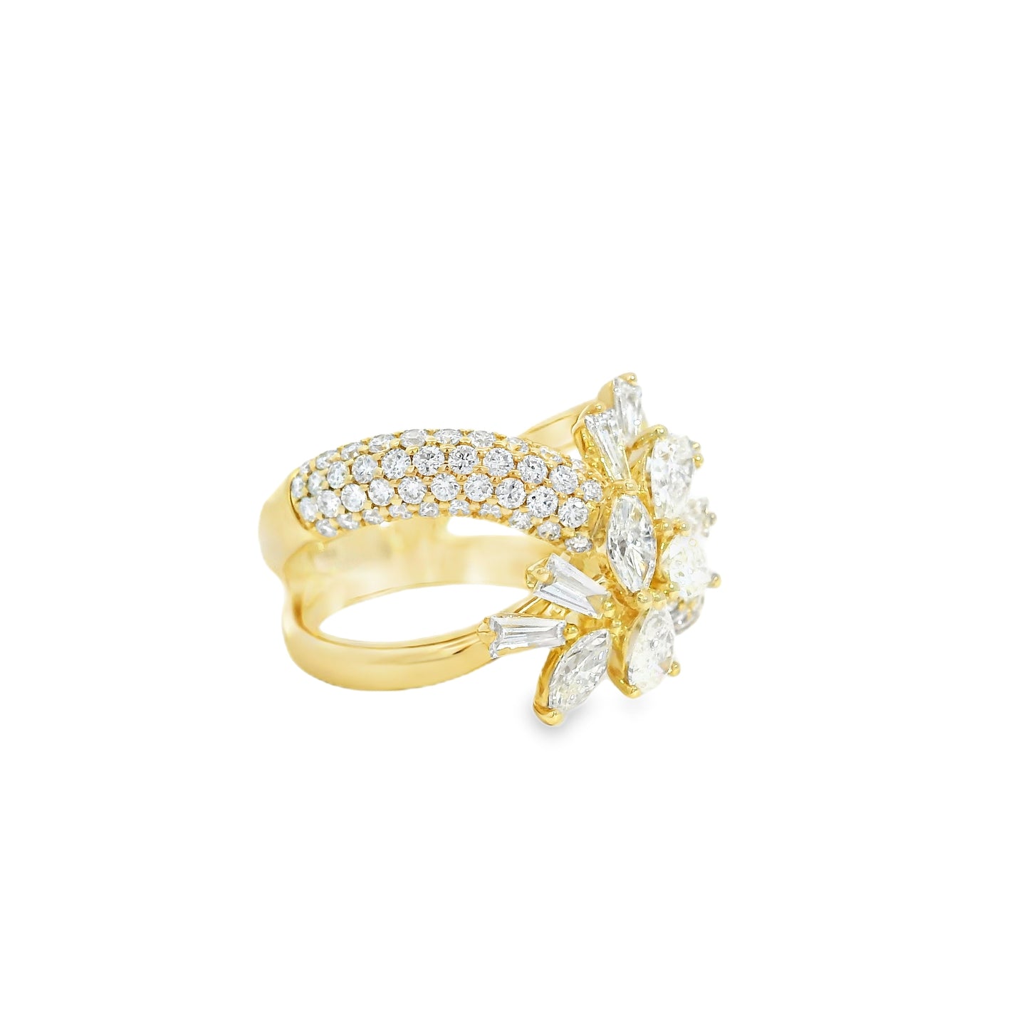 14k Yellow Gold 1.85ctw Natural Mixed Cut Diamond Trapezoid Ring