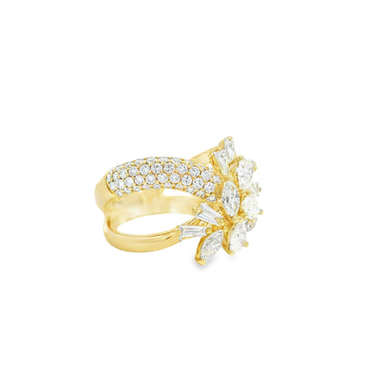 14k Yellow Gold 1.85ctw Natural Mixed Cut Diamond Trapezoid Ring