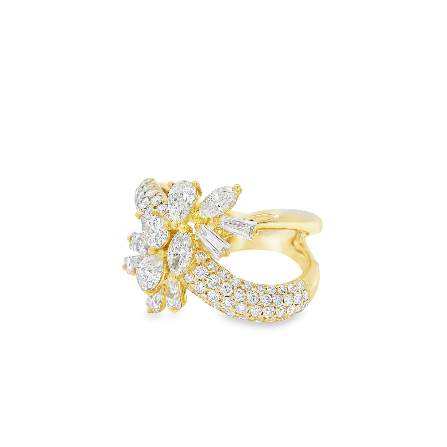 14k Yellow Gold 1.85ctw Natural Mixed Cut Diamond Trapezoid Ring