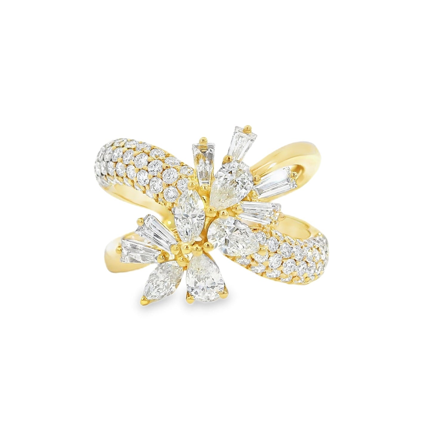 14k Yellow Gold 1.85ctw Natural Mixed Cut Diamond Trapezoid Ring