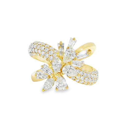 14k Yellow Gold 1.85ctw Natural Mixed Cut Diamond Trapezoid Ring