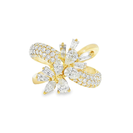 14k Yellow Gold 1.85ctw Natural Mixed Cut Diamond Trapezoid Ring