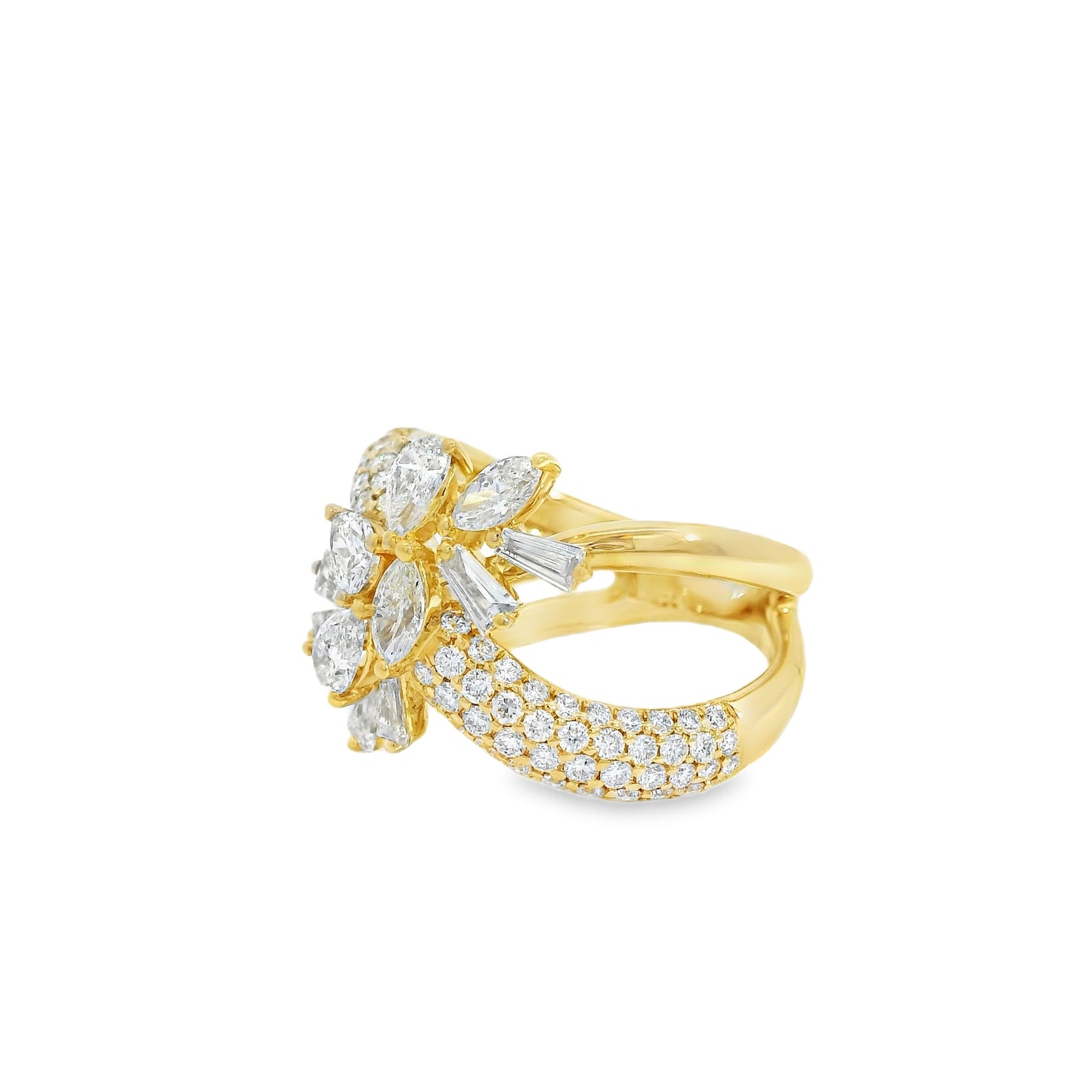 14k Yellow Gold 1.85ctw Natural Mixed Cut Diamond Trapezoid Ring