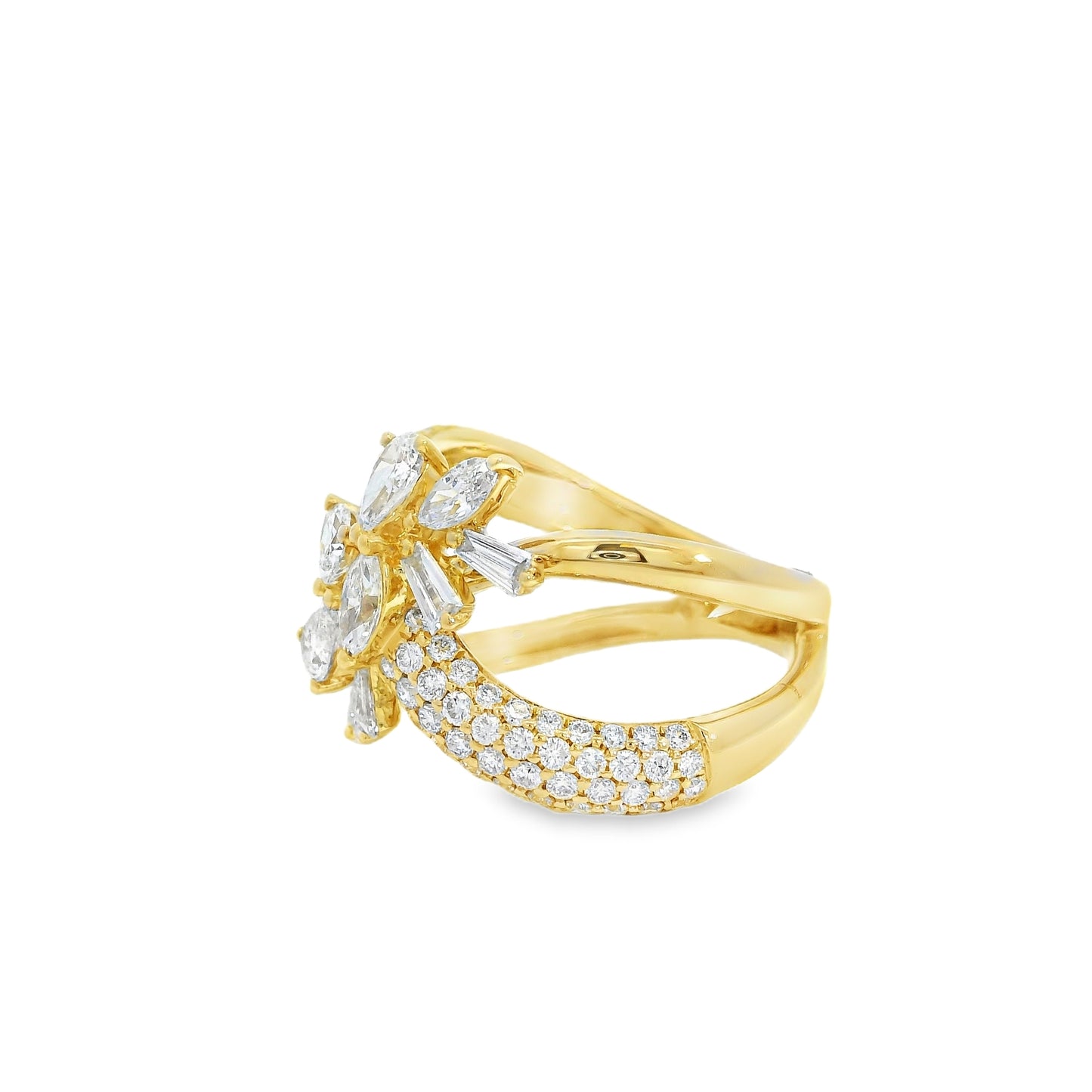 14k Yellow Gold 1.85ctw Natural Mixed Cut Diamond Trapezoid Ring