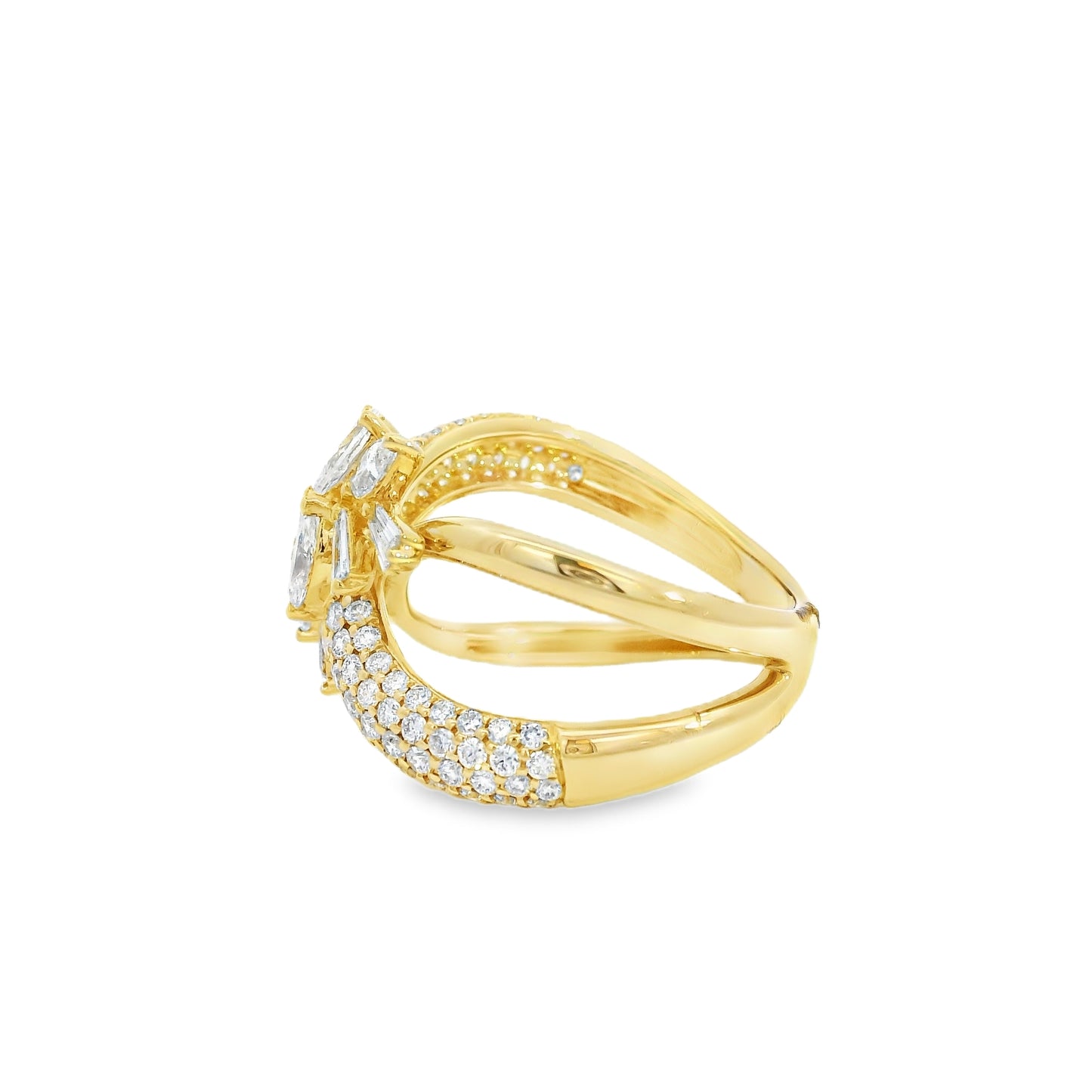 14k Yellow Gold 1.85ctw Natural Mixed Cut Diamond Trapezoid Ring