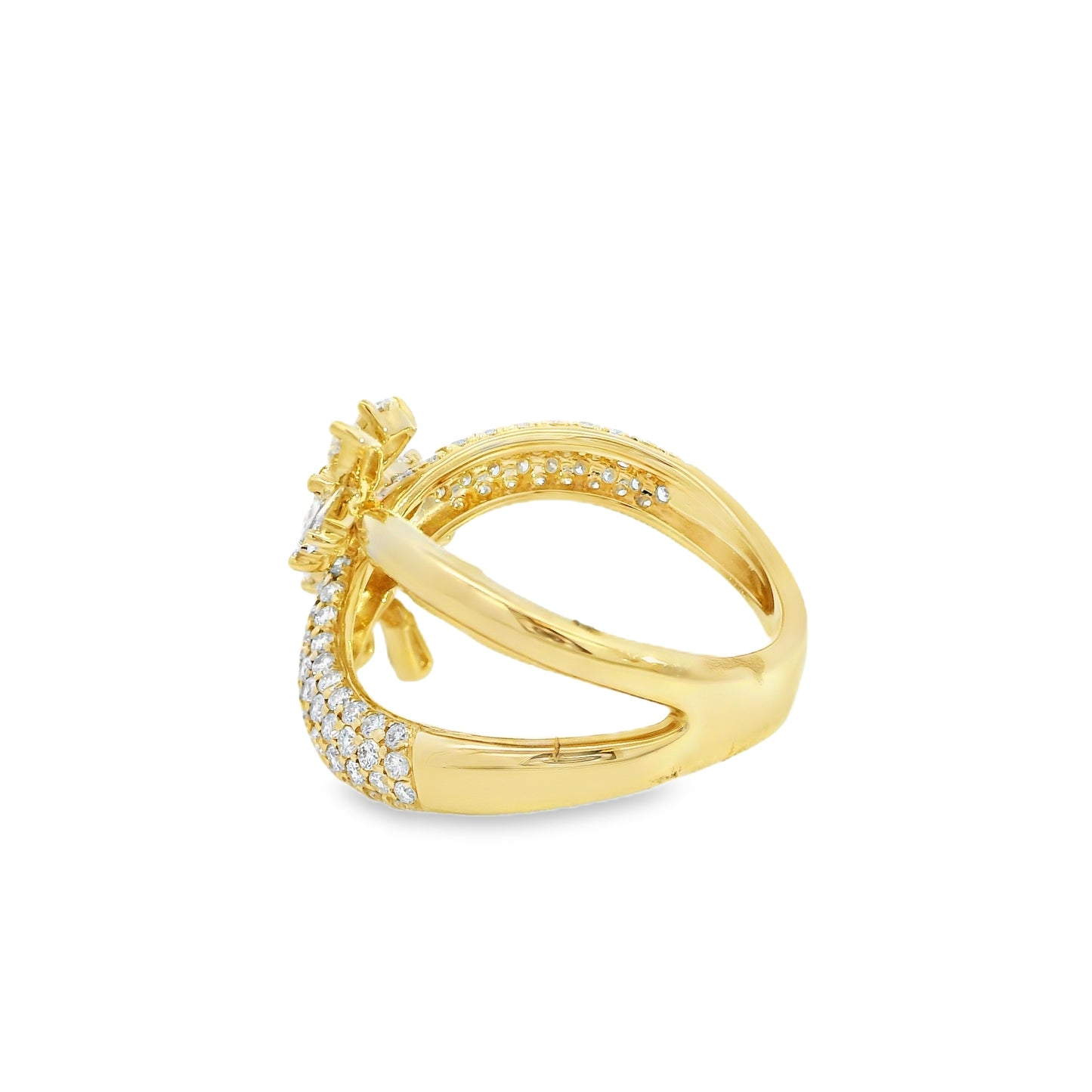 14k Yellow Gold 1.85ctw Natural Mixed Cut Diamond Trapezoid Ring