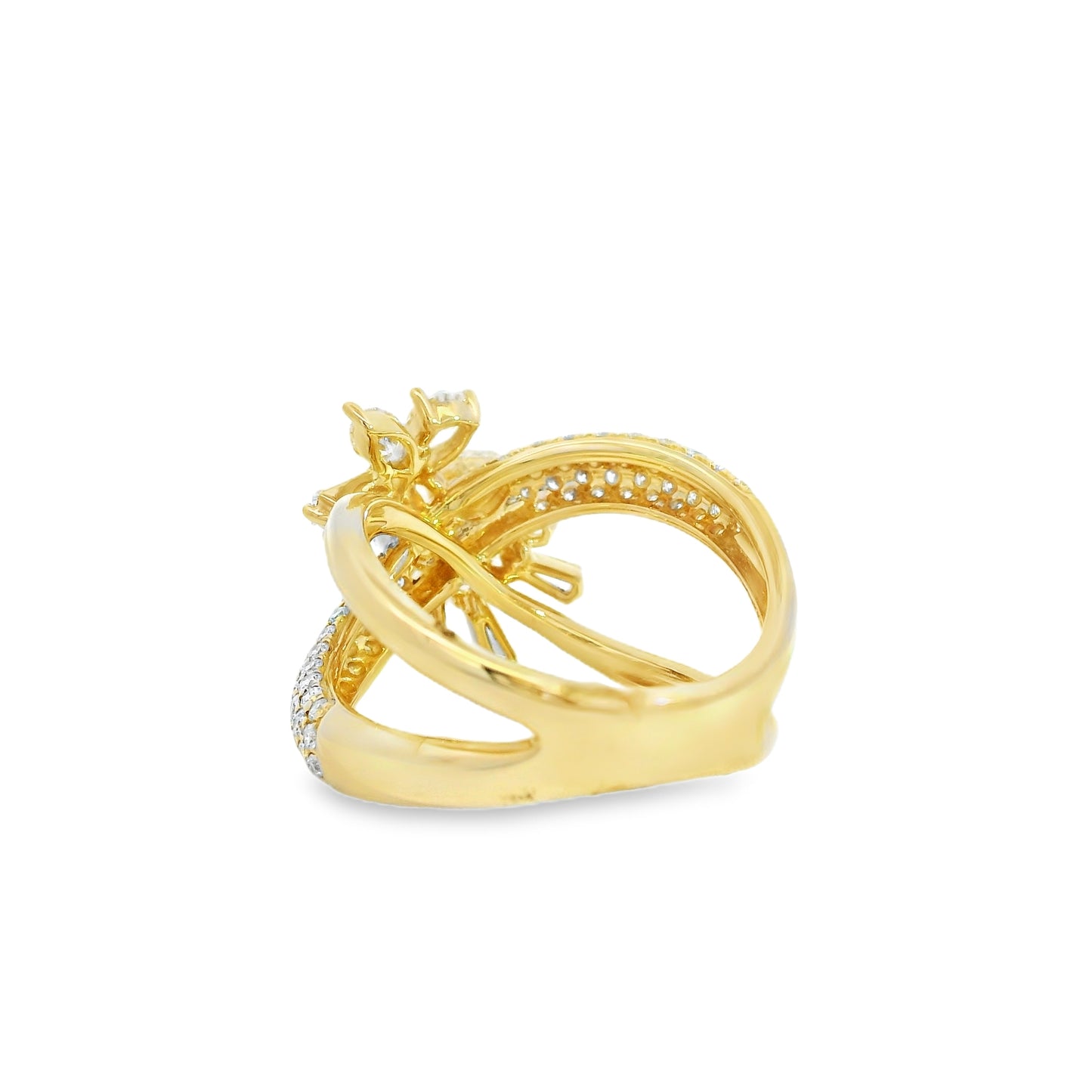 14k Yellow Gold 1.85ctw Natural Mixed Cut Diamond Trapezoid Ring