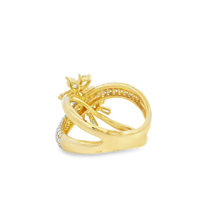 14k Yellow Gold 1.85ctw Natural Mixed Cut Diamond Trapezoid Ring