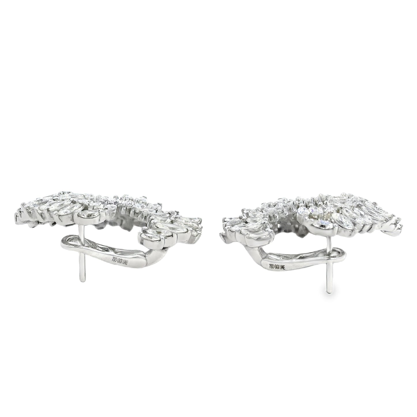 18k White Gold 9.97ctw Natural Marquise Diamond Cluster Earrings