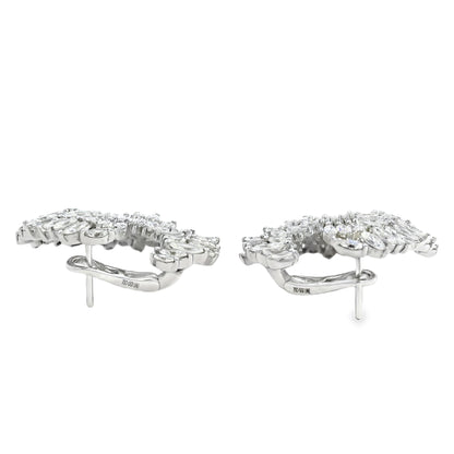 18k White Gold 9.97ctw Natural Marquise Diamond Cluster Earrings